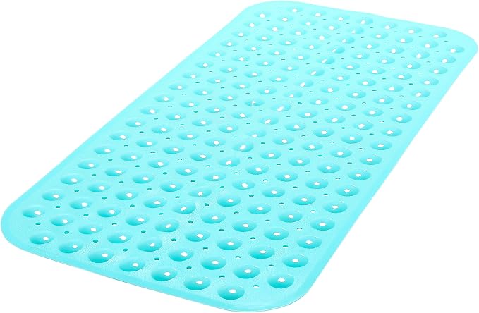 Large Non-Slip Bathtub & Shower Mat 31 inch x16 inch (Smooth/Non-Textured Tubs Only) Safe, Clean, Machine-Washable, Superior Grip&Drainage, Vinyl, Opaque Turquoise/Green-Blue, Medium