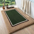 DEXI Bathroom Rugs 36x24, Absorbent Extra Soft Plush Microfiber Bath Mat for Bathroom, Non Slip Washable Bathmat Quick Dry for Shower Floor, Sink, Tub, Laundry Room, Beige and Green