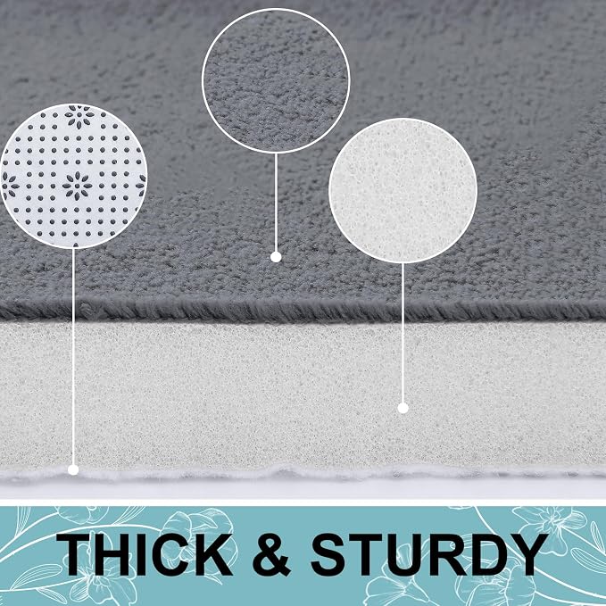 Smiry Memory Foam Bath Mat 59x20, Extra Soft and Absorbent Bathroom Mats, Non Slip Washable Carpet for Floor, Shower and Tub, Dark Grey