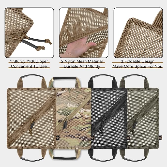 PETAC GEAR Tactical Storage Mesh Pouch Set,Insert Modular Utility Admin Pockets,Travel Organizer EDC Bag