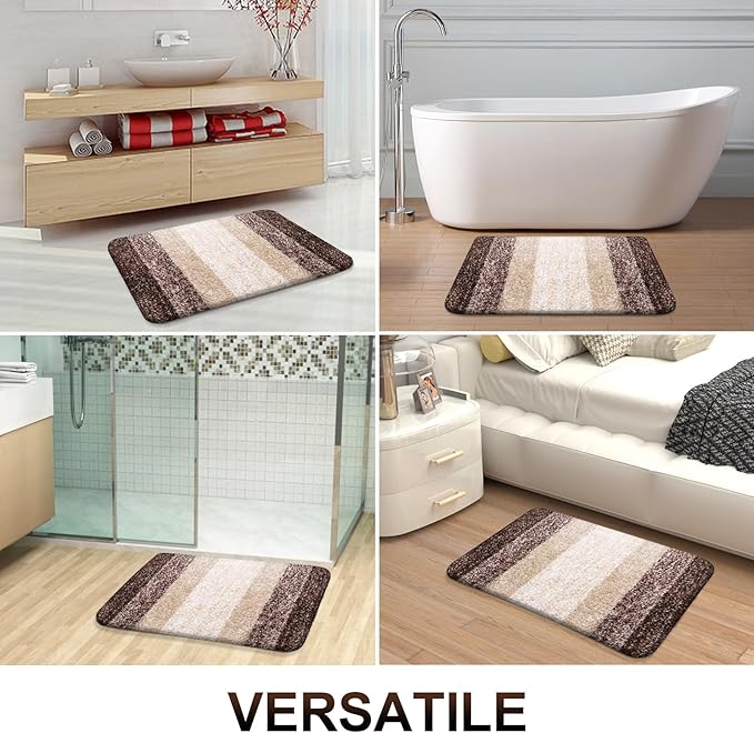 OLANLY Large Bathroom Rugs Mat 54x24, Extra Soft Absorbent Microfiber Bath Rugs, Rubber Backing, Quick Dry, Machine Washable Bath Mats for Bathroom Floor, Tub and Shower, Home Decor Accessories, Brown