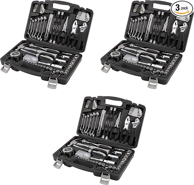 AmazonBasics 131-Piece General Household Hand Tool Set (Pack of 3)