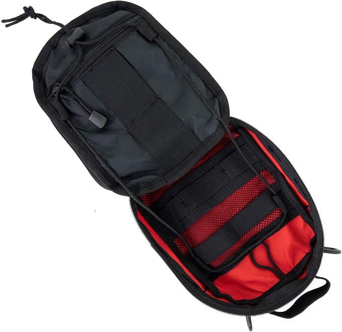 LINE2design First Aid (Ifak) Pouch EMS Bag - EMT Emergency Medical Trauma Pack Bags Tactical EDC Rescue Utility Gear IFAK Bags for Hiking Gunshot Stop Bleeding Includes USA Patch - Red