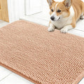 OLANLY Dog Door Mat for Muddy Paws 24x16, Absorbs Moisture and Dirt, Absorbent Non-Slip Washable Doormat, Quick Dry Chenille Mud Mat for Dogs, Entry Indoor Entryway Carpet for Inside Floor, Peach