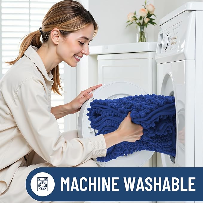 Smiry Bathroom Rugs Mat 30x20, Extra Soft Absorbent Chenille Bath Rugs, Non Slip Rubber Backing Machine Washable Quick Dry Bath Mats for Bathroom Floor, Tub, Shower, Home Decor Accessories, Royal Blue