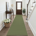 KOZYFLY Cotton Runners Rugs for Hallway 2.5'x10', Washable Runner Rug, Woven Non Slip Kitchen Runner, Braided Entryway Rug, Floor Carpet for Entry, Aisle, Hall, Olive Green/Earthy Green