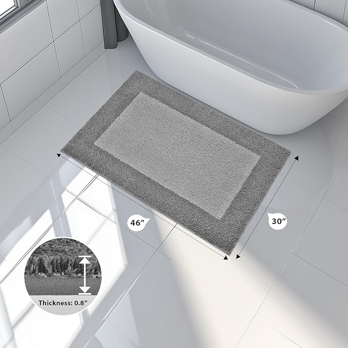 anllugs Bathroom Rugs 30" x 46", Non-Slip Extra Soft Absorbent Bath Rugs, Machine Washable Quick Dry Bath Mats for Bathroom Floor, Shower, Bathtub and Sink, Grey & Dark Grey