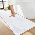 OLANLY Thick Bathroom Runner Rugs 47x24, Extra Soft Absorbent Chenille Bath Rugs, Rubber Backing, Machine Wash Dry, Long Bath Mats for Bathroom Floor, Tub and Shower, Home Decor Accessories, White