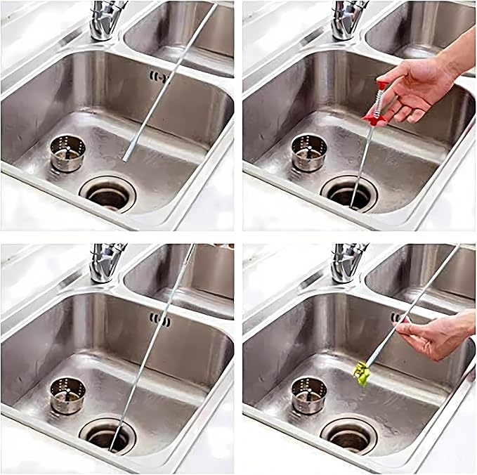 Flexible Drain Clog Remover Tool, Extra Long Plumbing Snake Hair Catcher with 4-Prong Grabber Claw, Heavy-Duty Spring Reacher for Kitchen Sink, Bathroom Tub, Sewer & Dropped Items (35 inch)