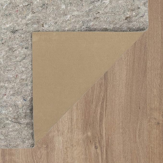Mohawk Home Non Slip Rug Pad 4' 10" Round- 1/4" Thick Felt + Latex Rubber Gripper - Dual Surface Cushion for Hardwood, Carpet, Tile Floors, Made in USA