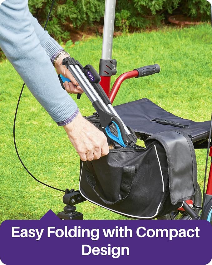 KEKOY Pro 40-inch Reacher Grabber Pickup Tool, Heavy Duty Grabbers for Seniors Foldable Pick Up Trash Stick with Anti-Slip 360° Rotating Jaw, 4" Wide Extended Weed Gripper Claw with Magnet