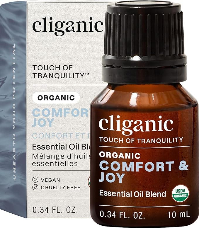 Cliganic Comfort & Joy Essential Oil Blend - Natural Aromatherapy Oil for Diffuser Steam Distilled | Non-GMO Verified