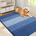 Smiry Dog Door Mat for Muddy Paws, Absorbs Moisture and Dirt, Low-Profile Entryway Mat with Non-Slip Backing, Entry Indoor Outdoor Doormat for Inside Floor (40x32 Inches, Navy Blue, Striped)
