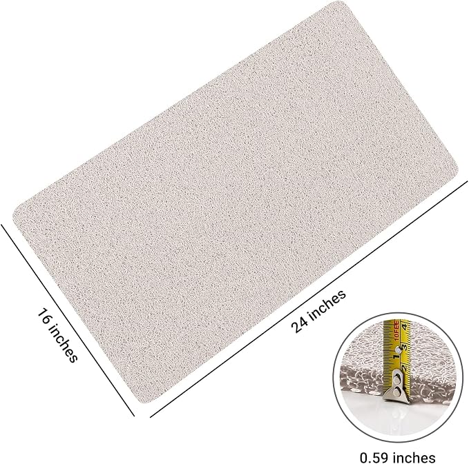 LuxStep Shower Mat Bathtub Mat,24x16 inch, Non-Slip Bath Mat with Drain, Quick Drying PVC Loofah Bathmat for Tub,Shower,Bathroom (Phthalate Free,White)
