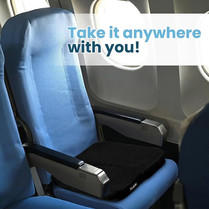 ComfiLife Ergo-Gel + Comfort Foam Airplane Seat Cushion – Travel Seat Cushion – Compact, Foldable, Portable Comfort