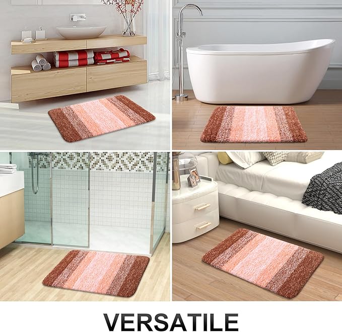 OLANLY Bathroom Runner Rugs Mat 70x24, Extra Soft Absorbent Microfiber Bath Rugs, Rubber Backing, Quick Dry, Washable Long Bath Mats for Bathroom Floor, Tub and Shower, Home Decor Accessories, Orange
