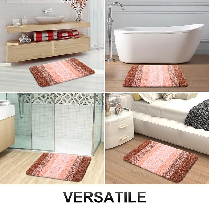 OLANLY Bathroom Runner Rugs Mat 47x20, Extra Soft Absorbent Microfiber Bath Rugs, Rubber Backing, Quick Dry, Washable Long Bath Mats for Bathroom Floor, Tub and Shower, Home Decor Accessories, Orange