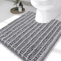 Smiry Bathroom Toilet Rugs U Shaped 24x20, Extra Soft Absorbent Non Slip Rubber Backing Chenille Contour Bath Rugs for Toilet, Machine Washable Contoured Bath Mats, Grey