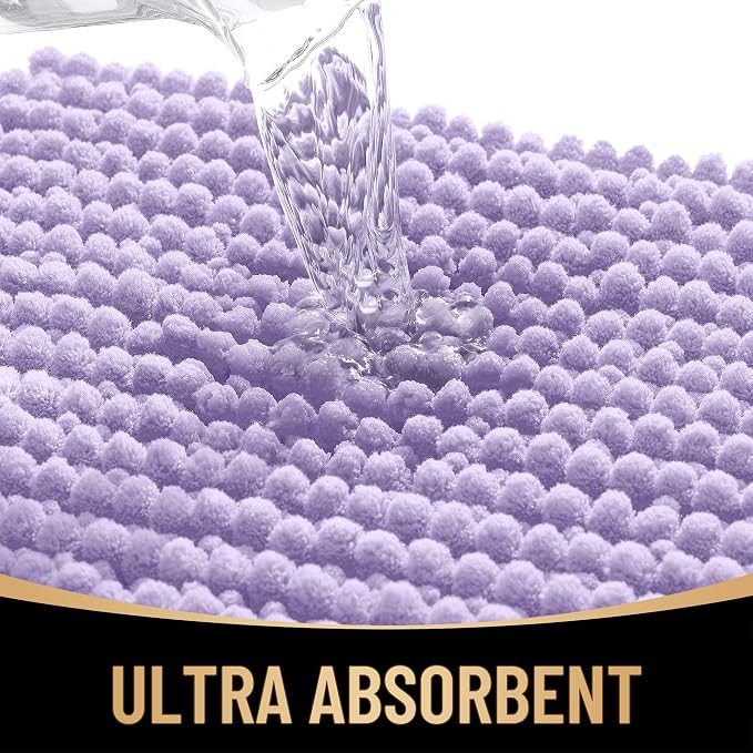 OLANLY Thick Bathroom Runner Rugs 47x20, Extra Soft Absorbent Chenille Bath Rugs, Rubber Backing, Machine Wash Dry, Long Bath Mats for Bathroom Floor, Tub and Shower, Home Decor Accessories, Lavender