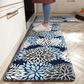 Kitchen Mats Set of 2 Cushioned Anti Fatigue Kitchen Rugs Non Slip Waterproof Runner Memory Foam Kitchen Floor Mat Comfort Standing Mat for Sink, Office, Laundry, Navy Blue