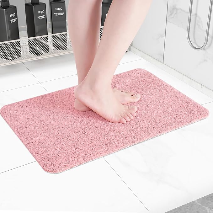 Hargiis Non-Slip Bathtub Mat, Anti Slip Shower Mat, Fast Drying Bathtub Mats, Foot Scrubber Mat, Anti Slip Mat for Tub, Floor, Bathroom, Kitchen, Home, Hotel (Pink 24"×16")