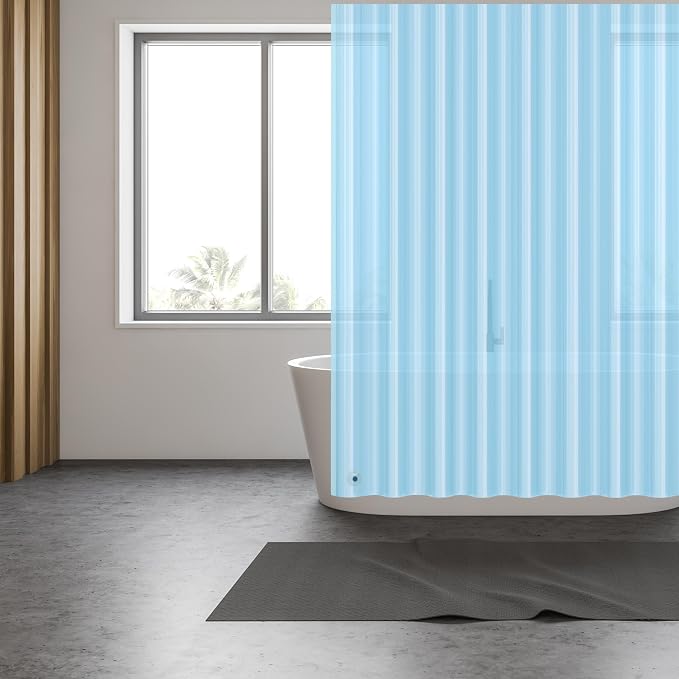 EHZNZIE Clear Blue Shower Curtain Liner 72x72, PEVA Waterproof Bath Curtain, No Chemical Smell, 3 Weighted Magnets, Durable with Rustproof Metal Grommets