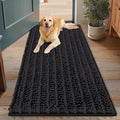 Smiry Dog Door Mat for Muddy Paws 48x30, Absorbent Dirt Trapper, Non-Slip Washable Chenille Entryway Rug for Inside Floor, Black, Layered Pattern