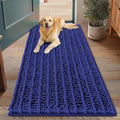 Smiry Dog Door Mat for Muddy Paws 48x30, Absorbent Dirt Trapper, Non-Slip Washable Chenille Entryway Rug for Inside Floor, Navy Blue, Layered Pattern