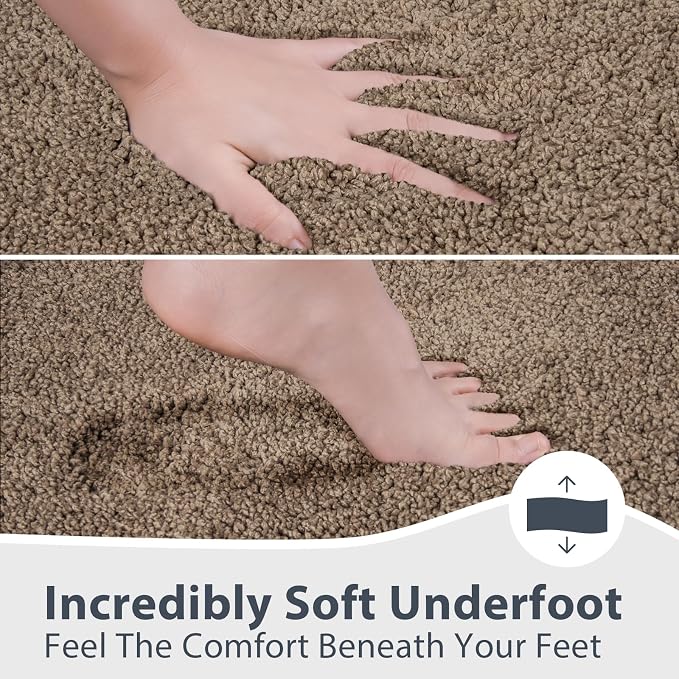 anllugs Bathroom Rugs U-Shaped 20" x 24", Non-Slip Extra Soft Absorbent Bath Rugs, Machine Washable Quick Dry Bath Mats for Toilet Base, Grayish Brown & Coffee
