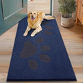 Smiry Dog Door Mat for Muddy Paws, Absorbs Moisture and Dirt, Low-Profile Entryway Mat with Non-Slip Backing, Entry Indoor Outdoor Doormat for Inside Floor (48x30 Inches, Navy Blue, Paw)