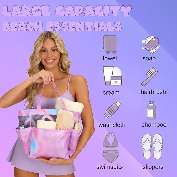 Attmu Mesh Shower Caddy Portable, Quick Dry Hanging Shower Tote Bag for College Dorm Room Essentials, Large Capacity Caddy Dorm for Bathroom Gym Swimming