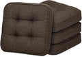 GOFORIT Chair Cushions Set of 4,Tufted Shredded Memory Foam Chair Pads, Non-Slip Seat Cushions with Removable Cover, 4 Pack,Brown