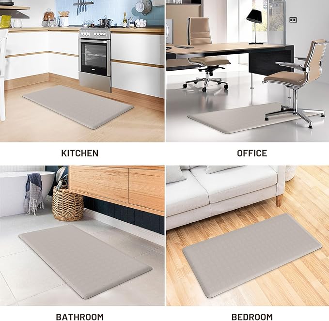 HappyTrends Kitchen Runner Rugs Anti-Fatigue mats,17.3"x 39",Non Slip Waterproof Ergonomic Comfort Mat for Kitchen, Floor Home, Office, Sink, Laundry,Khaki