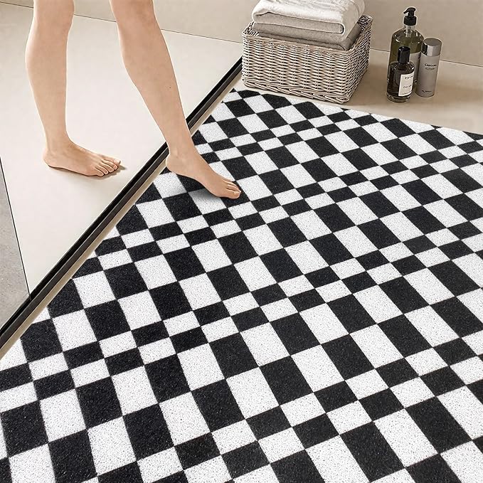Shower Mat Non Slip - Quick Drying Anti Slip Shower Mats for Inside Shower, Soft PVC Loofah Foot Scrubber Mat, Extra Large Bath Mat for Shower, Tub, Bathroom, Floor, Kitchen, Home, Pool, Hotel