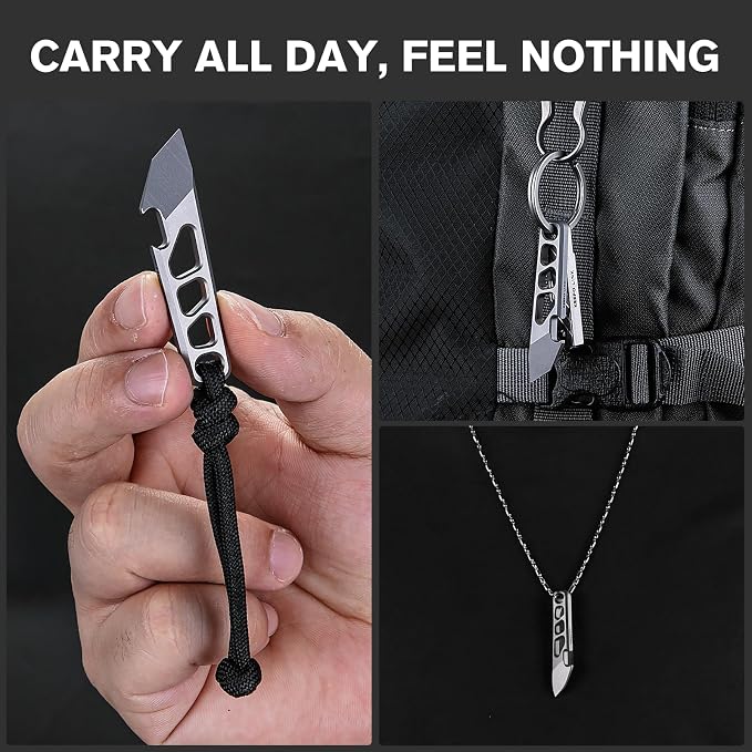 KEEPO LINK Mini Pry Bar with Bottle Opener, 2.16” Titanium Pocket Pry Bar Keychain Multitool for Everyday Carry, OLT07