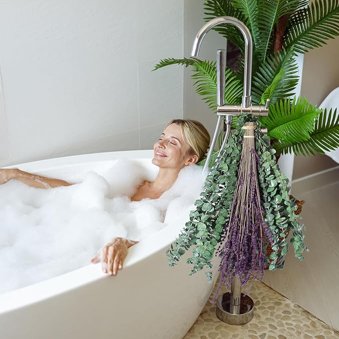 Real Eucalyptus for Shower Hanging Dried Eucalyptus Stems for Shower with Natural Real Live Lavender Bundle 17''