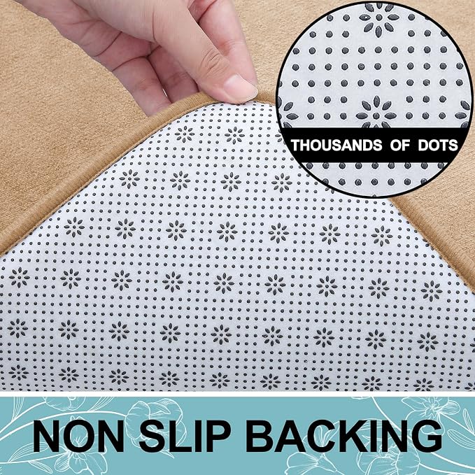 Smiry Memory Foam Bath Mat 47x20, Extra Soft and Absorbent Bathroom Mats, Non Slip Washable Carpet for Floor, Shower and Tub, Camel