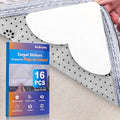 16-Pack Carpet-to-Carpet Rug Grippers | Cloth-Backed Heavy-Duty Anti-Slip Pads | Secure Rugs Over Carpets, Tiles, Hardwood | Prevent Sliding, Curling, Tripping (4", Patented Mesh)