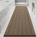 Bcoimo Long Bathroom Rug, Chenille Bath Runner with High Low Pile Design, Soft Absorbent Non Slip Bath Mat, Machine Washable Quick Dry Rug for Shower, Tub, Sink and Vanity