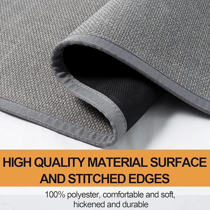 SUMLANS Fan Shaped Kitchen Mat 1 PCS, Cushioned Non Slip Rugs for Kitchen Floor, Absorbent Runner Comfort Standing Mats Washable for Kitchen, Office, Home (Grey, Radius 47")