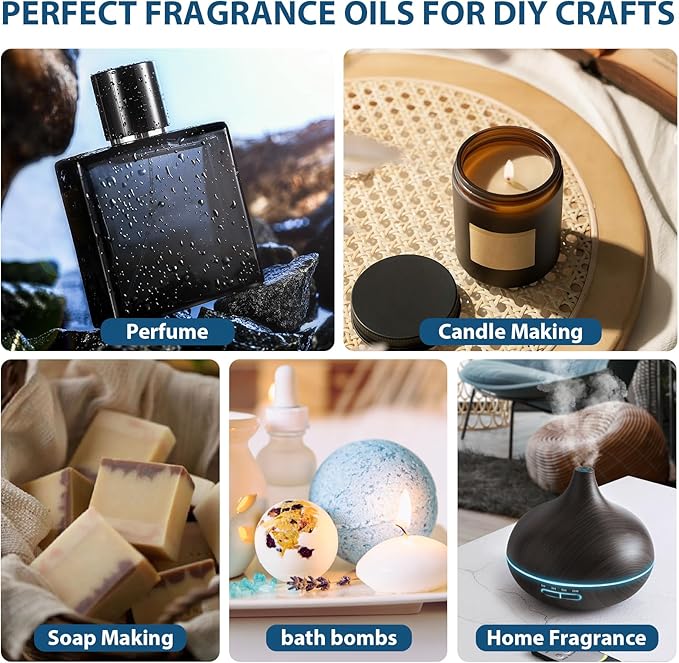 FUHITIM Fragrance Oil, Charming Men's Set Diffuser Oil for Home, Soap & Candle Making Scents, Aromatherapy Essential Oils -Sea Breeze, Fireside Vanilla, Cedar and More(6 * 10ML)
