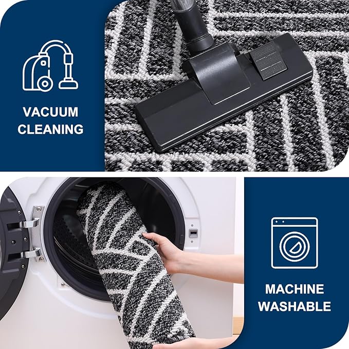 OLANLY Indoor Door Mat, 36x24 Inch, Dirt Resistant and Absorbent, Non-Slip Rubber Backing Floor Mats, Easy Clean Low-Profile Doormat for Entryway, Front Door, and Inside Entrance, Black