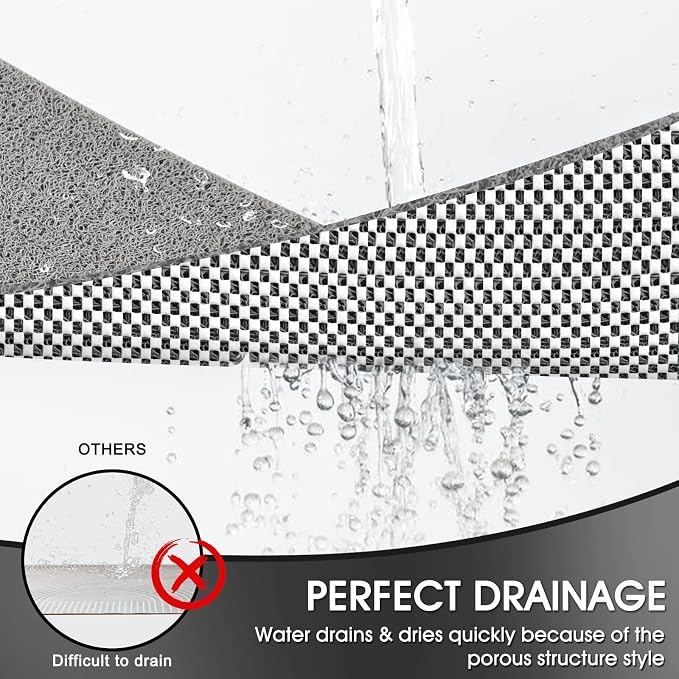 Shower Mat Non Slip 40.2 x16.1 Inch, Loofah Shower Mat Anti Slip Tub Mat Without Suction Cups, Shower Floor Mat for Wet Area, Quick Drying, Grey