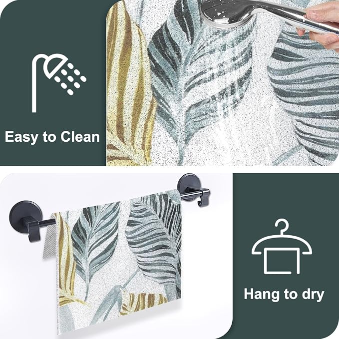 Square Shower Mat Non Slip, 24x24 Inch Loofah Shower Mats for Inside Shower Stall, Soft PVC Anti Slip Shower Mats for Stand Up Showers, Easy to Clean and Dry, Machine Washable