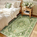 RELEANY Area Rugs 3'x4' Washable Non-Slip, Floral Vintage Distress Medallion Carpet for Living Room Bedroom Dining Room, Sage Green Yellow