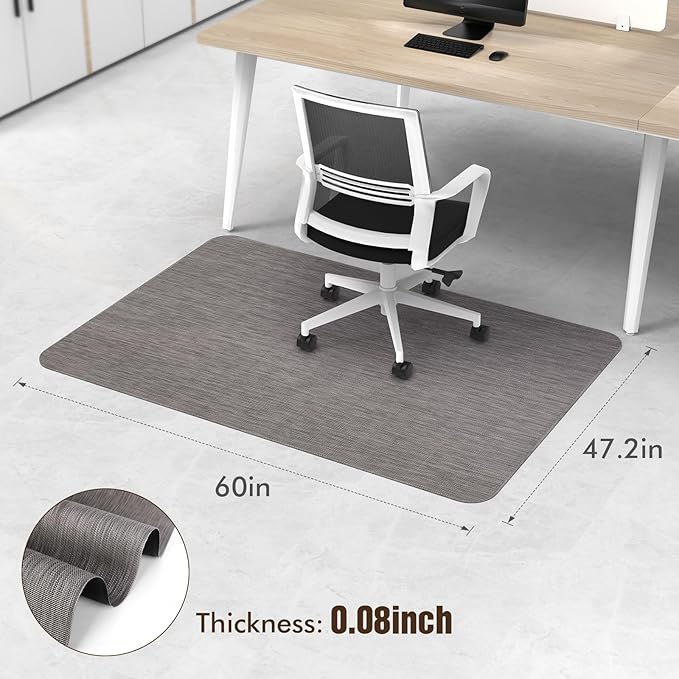 Blvornl Office Chair Mat for Hardwood Floor, 47.2" x 60" Desk Chair Mat for Hard Wood and Tile Floor, Large Anti-Slip Hard Floor Protector Rolling Chair Mat, PVC Mat Desk Rug for Office, Dark Grey