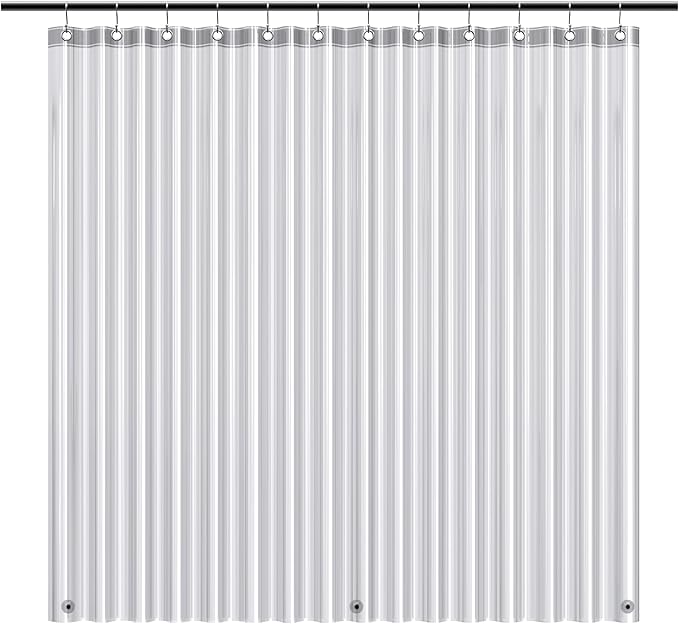 EHZNZIE Clear Black Shower Curtain Liner 72x72, PEVA Waterproof Bath Curtain, No Chemical Smell, 3 Weighted Magnets, Durable with Rustproof Metal Grommets
