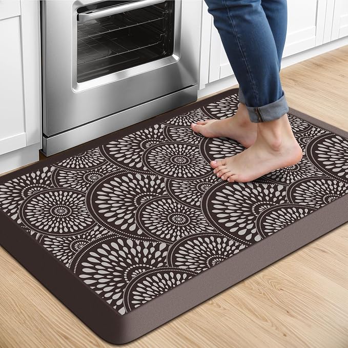 Mattitude 4/5 Inch Kitchen Mat, 17.3x28in Heavy Duty Ergonomic Comfort Foam Standing Desk Mat, Waterproof Non-Slip Standing Mats and Rugs for Kitchen, Office, Chocolate