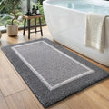 DEXI Bathroom Rugs 43x24, Absorbent Extra Soft Plush Microfiber Bath Mat for Bathroom, Non Slip Washable Bathmat Quick Dry for Shower Floor, Sink, Tub, Laundry Room, Light Grey