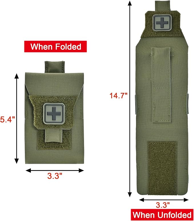 Mini IFAK Pouch, Compact Empty First Aid Organizer with Elastic Loops and Pull Tab, Portable EDC Micro Trauma Pouch for Pocket Backpack and Outdoor Carry
